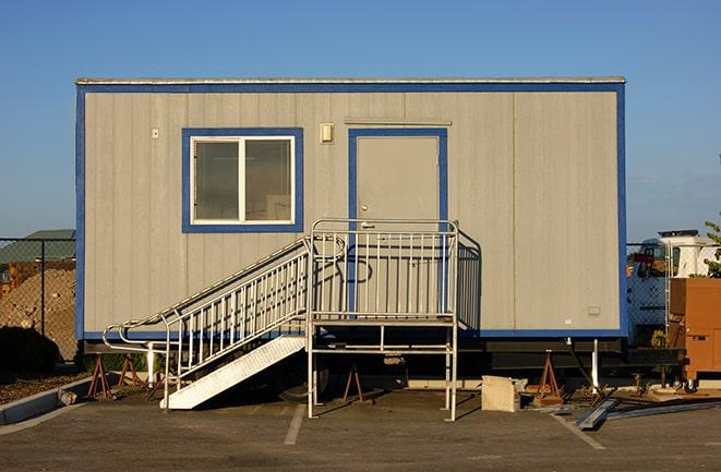 portable office trailers parked in a row